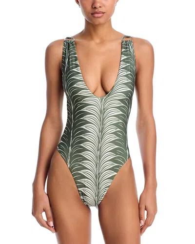 Palmacea Jana Plunge Neck One Piece Swimsuit In Palmo