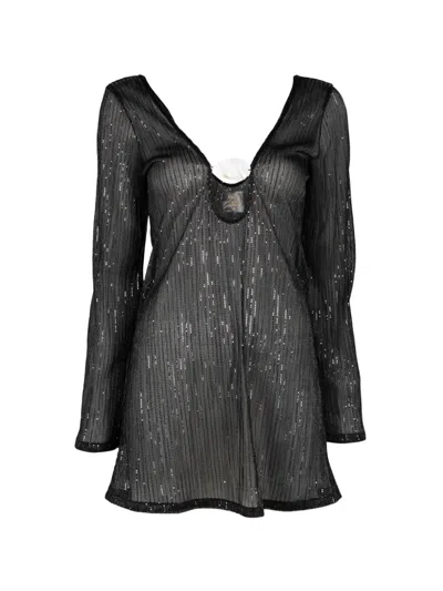 Palmacea Kika Sequin-embellished Mini Dress In Black