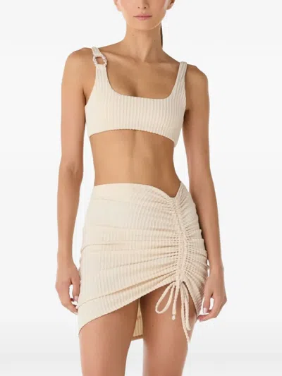 Palmacea Mae Ruched Ribbed Skirt In Neutral