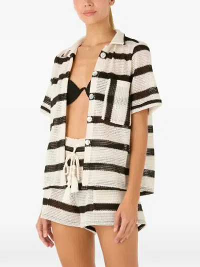 Palmacea Maya Striped Mesh Shirt In White