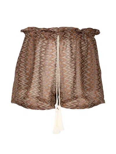 Palmacea Nair Zigzag-knit Tassel-detail Shorts In Transparent