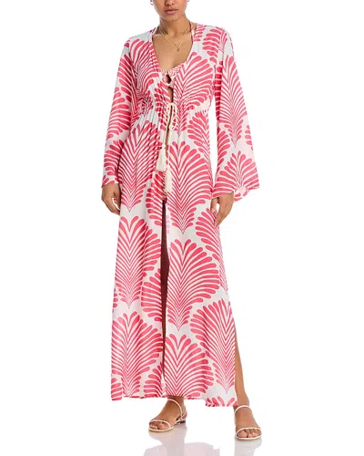 Palmacea Ruby Palm Printed Cover Up Robe In Agatha