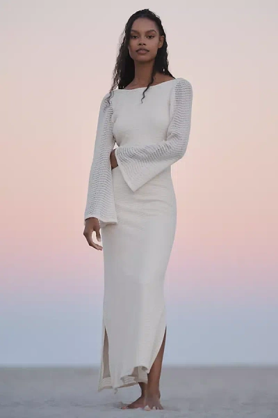 Palmacea Rue Long-sleeve Open-back Maxi Dress In White