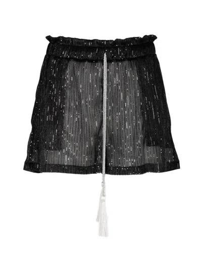 Palmacea Sequin-embellished Shorts In Black