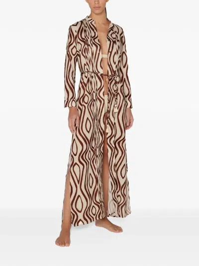 Palmacea Tunis Geometric-print Kaftan In Neutral