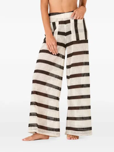 Palmacea Yera Sahara Striped Mesh-knit Trousers In White