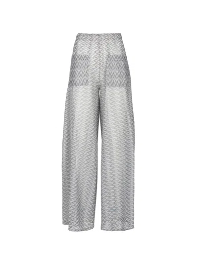 Palmacea Yera Zigzag-knit Wide-leg Trousers In Multi