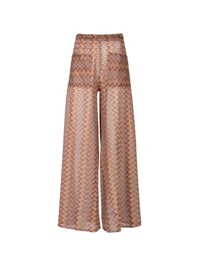 Palmacea Yera Zigzag-knit Wide-leg Trousers In Multi