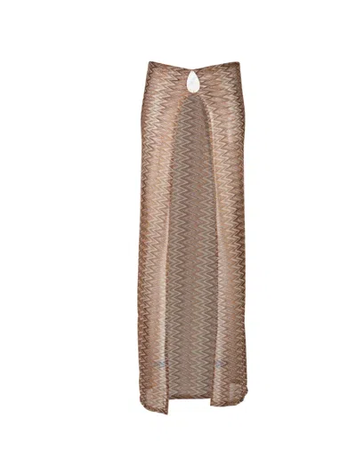 Palmacea Zigzag-knit Shell-embellished Maxi Skirt In Transparent