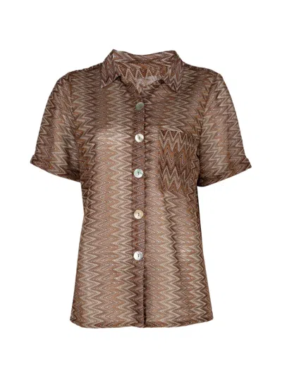 Palmacea Zigzag-print Shirt In 브라운