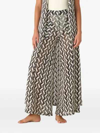 Palmacea Zigzag-print Wide-leg Trousers In Neutral