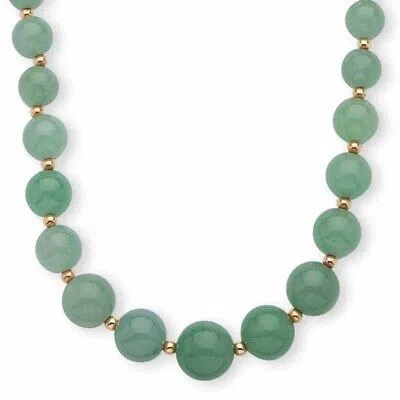 Pre-owned Palmbeach Jewelry Jade 10k Yellow Gold Beaded Graduated Necklace 18"