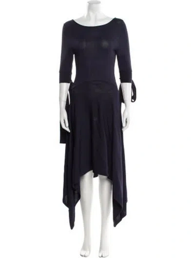 Pre-owned Palmer Harding Bateau Neckline Long Dress In Blue