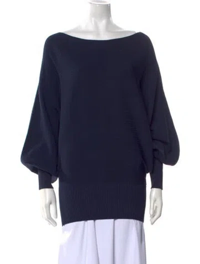 Pre-owned Palmer Harding Bateau Neckline Three-quarter Sleeve Sweatshirt In Blue