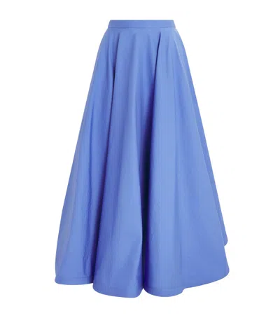 Palmer Harding Cotton-blend Poplin Enfold Midi Skirt In Blue