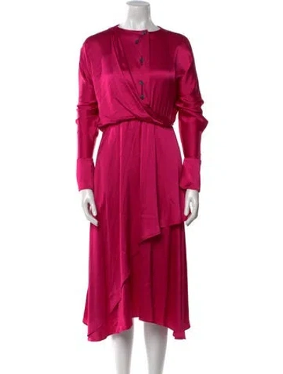 Pre-owned Palmer Harding Crew Neck Midi Length Dress In Pink