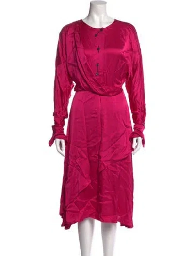 Pre-owned Palmer Harding Crew Neck Midi Length Dress In Pink