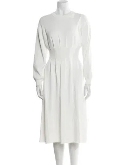 Pre-owned Palmer Harding Crew Neck Midi Length Dress In White