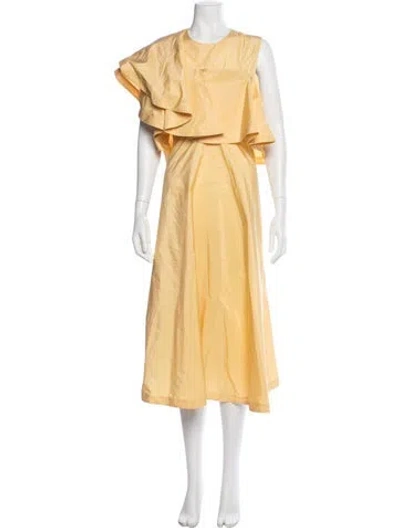 Pre-owned Palmer Harding Crew Neck Midi Length Dress In Yellow