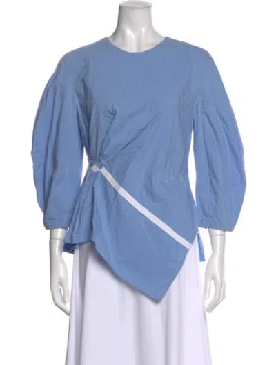 Pre-owned Palmer Harding Crew Neck Three-quarter Sleeve Blouse In Blue