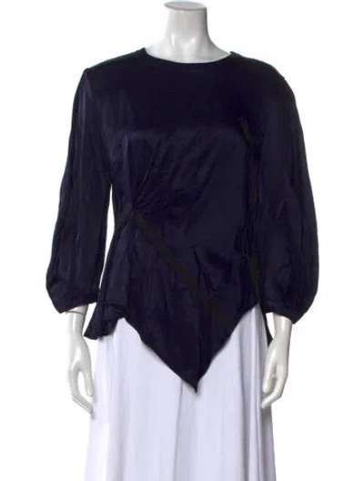 Pre-owned Palmer Harding Crew Neck Three-quarter Sleeve Blouse W/ Tags In Blue