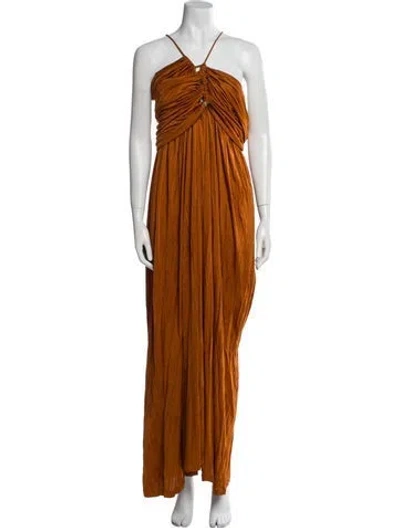 Pre-owned Palmer Harding Halterneck Long Dress In Orange