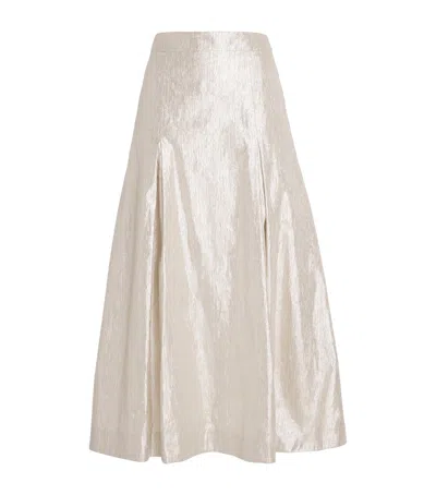 Palmer Harding Honesty Opens Midi Skirt In Silver