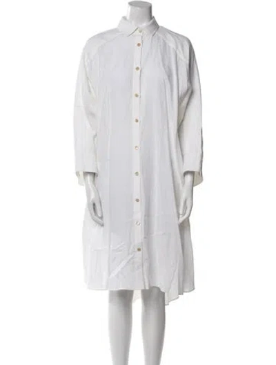 Pre-owned Palmer Harding Linen Midi Length Dress In White