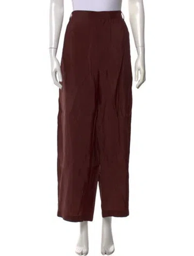 Pre-owned Palmer Harding Linen Wide Leg Pants In Burgundy