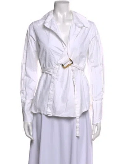 Pre-owned Palmer Harding Long Sleeve Button-up Top In White