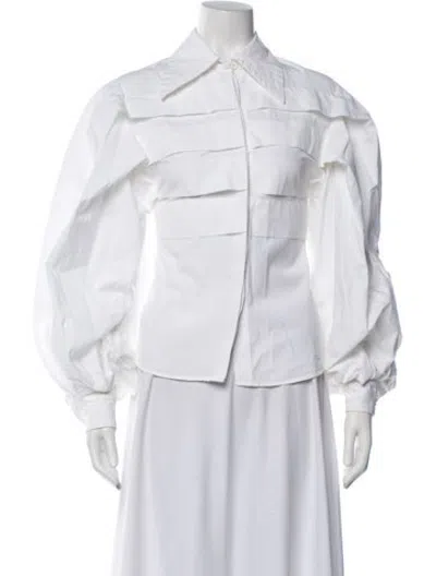 Pre-owned Palmer Harding Long Sleeve Button-up Top In White