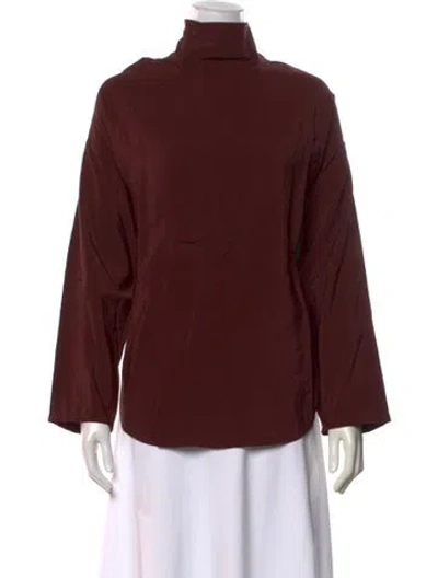 Pre-owned Palmer Harding Mock Neck Long Sleeve Top In Burgundy