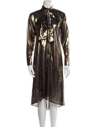 Pre-owned Palmer Harding Mock Neck Midi Length Dress In Yellow