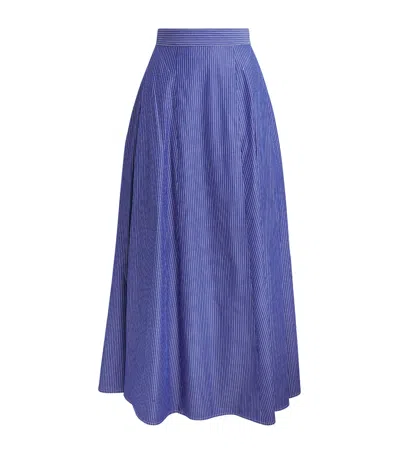 Palmer Harding Palmer//harding Cotton Poplin Resilient Midi Skirt In Blue