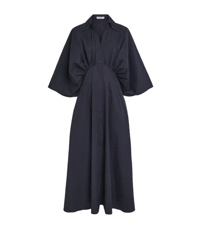 Palmer Harding Palmer//harding Cotton Stripe Resilient Maxi Shirt Dress In Blue