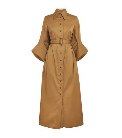 Palmer Harding Palmer//harding Cotton-blend Intention Maxi Shirt Dress In Gold