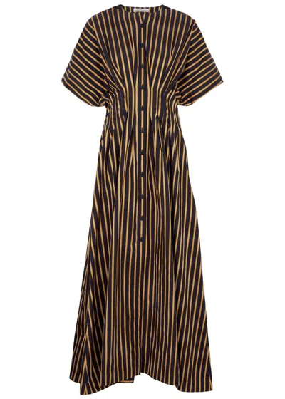 Palmer Harding Palmer//harding Exhale Striped Cotton Maxi Dress In Navy
