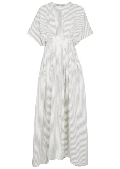 Palmer Harding Palmer//harding Exhale Striped Twill Maxi Dress In Ivory