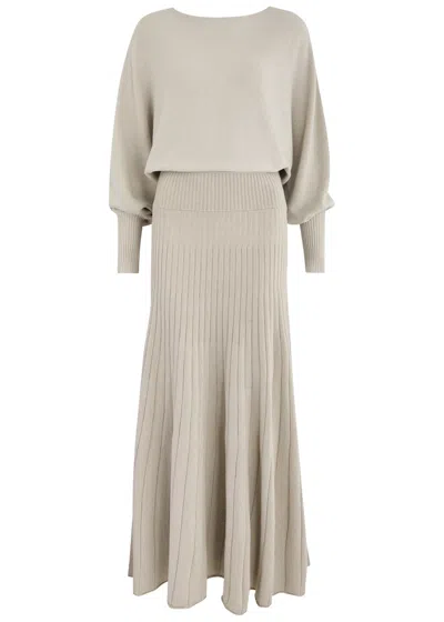Palmer Harding Palmer//harding Hazy Ribbed-knit Maxi Dress In Light Grey