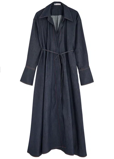 Palmer Harding Palmer//harding Love Revisited Chambray Midi Wrap Dress In Dark Blue