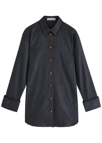 Palmer Harding Palmer//harding Reflection Stretch-denim Shirt In Dark Blue