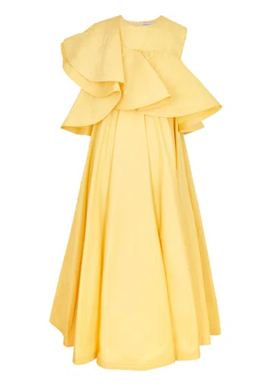 Palmer Harding Palmer//harding Serenity Ruffled Taffeta Midi Dress In Yellow