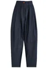 Palmer Harding Palmer//harding Solo Barrel-leg Chambray Trousers In Dark Blue