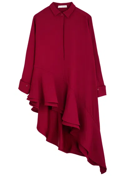 Palmer Harding Palmer//harding Sonder Tiered Asymmetric Crepe Shirt In Dark Red