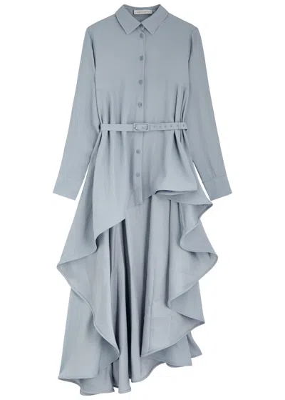 Palmer Harding Palmer//harding Waterfall Asymmetric Satin-crepe Shirt In Blue