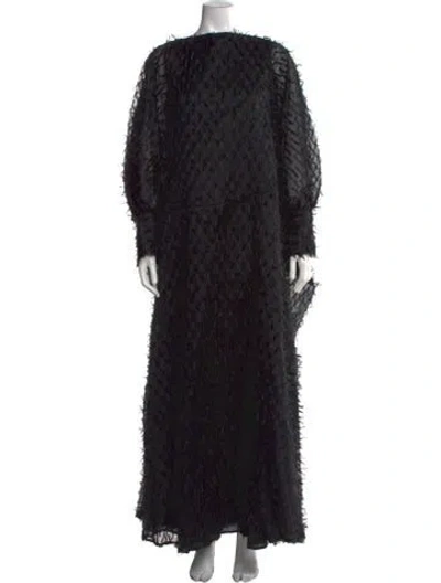 Pre-owned Palmer Harding Patterned Long Dress In Black