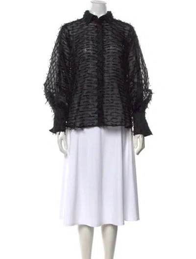 Pre-owned Palmer Harding Patterned Long Sleeve Blouse In Black