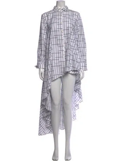 Pre-owned Palmer Harding Plaid Print Long Dress In White