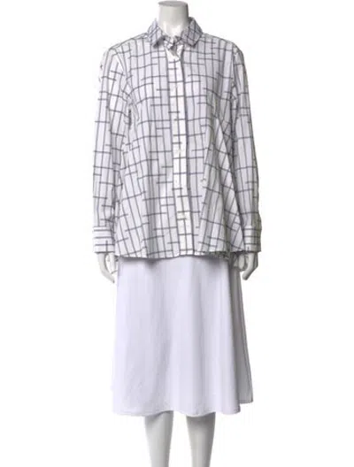 Pre-owned Palmer Harding Plaid Print Long Sleeve Button-up Top W/ Tags In White