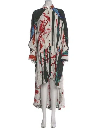 Pre-owned Palmer Harding Printed Long Dress W/ Tags In White